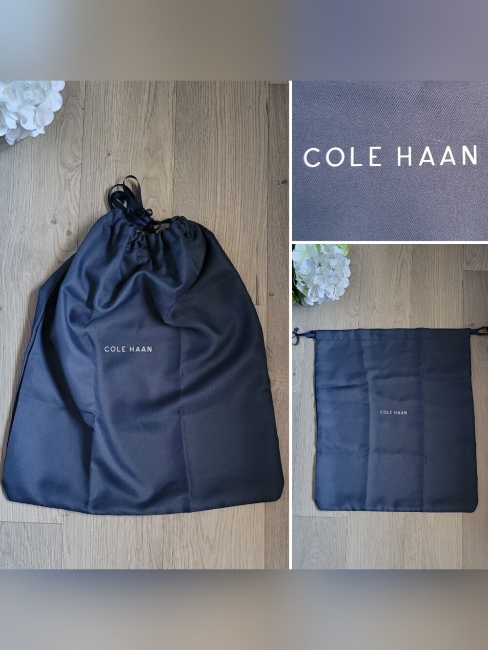 Cole Haan 20.5" x 17.5" Large Navy Blue Drawstring Dust Bag